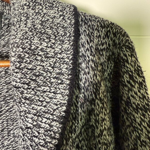 Campus Open Front Cardigan Heather Black & White Front Pockets Sz Large- Vintage - Picture 6 of 8